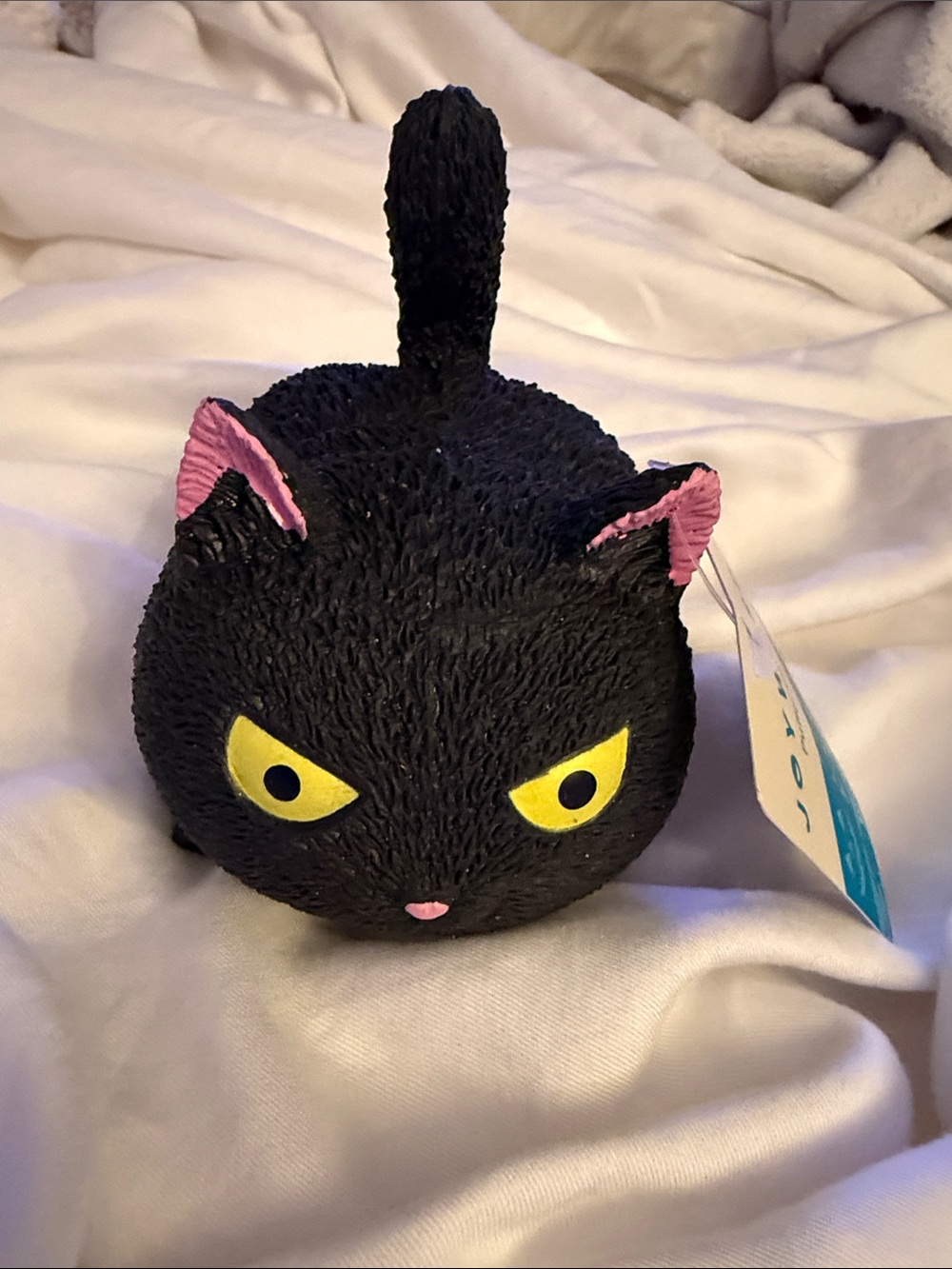 Black Cat Squeak Toy for Cats — Cute Interactive Plush with Pink Ear Accents